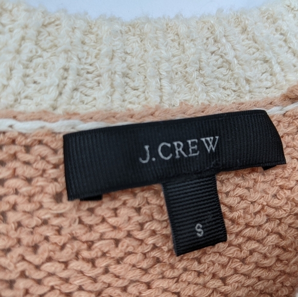 J Crew Mixed Stripe Pullover Knit Sweater Cotton Linen Nylon Blend Peach/Ivory S - Picture 3 of 11